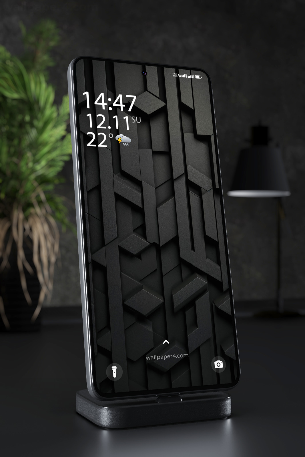 Phone Wallpaper 4707 - Dark 3D Geometric Abstract Texture Design