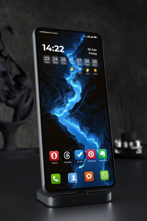 Mobile Wallpaper 4733 - Glowing Blue River in a Dark Fantasy Canyon