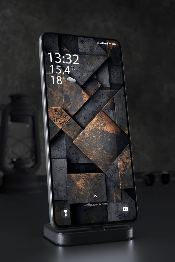 Mobile Wallpaper 4744 - Dark Bronze Geometric Stone Texture Abstract Art