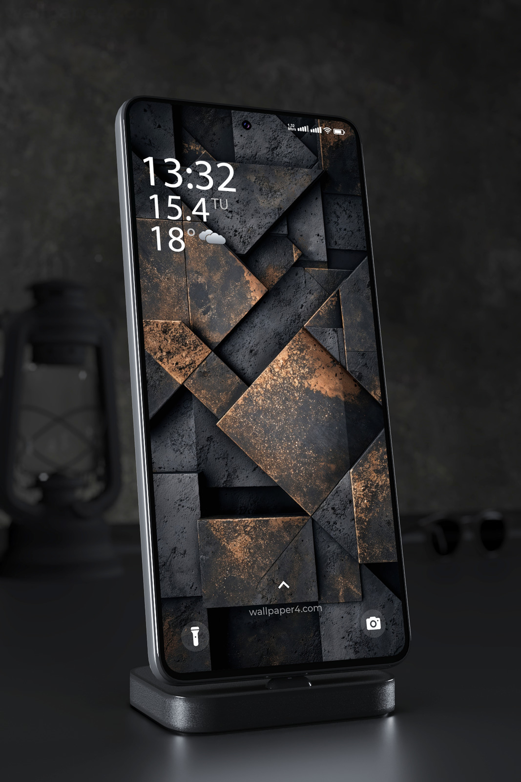 Mobile Wallpaper 4744 - Dark Bronze Geometric Stone Texture Abstract Art