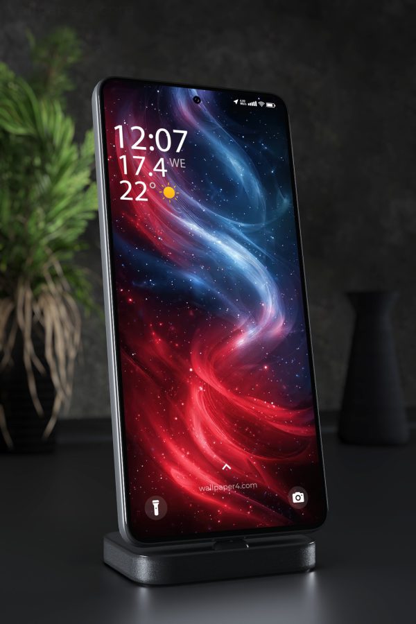Phone Wallpaper 4757 - Red and Blue Cosmic Flow Abstract Art
