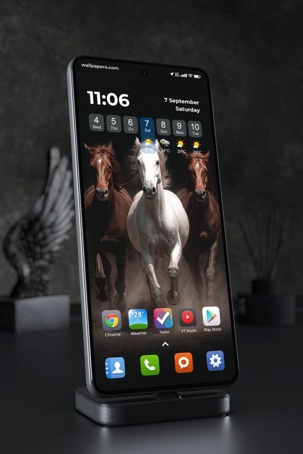 Phone Wallpaper 4829 - Three Powerful Horses Running Through the Dust