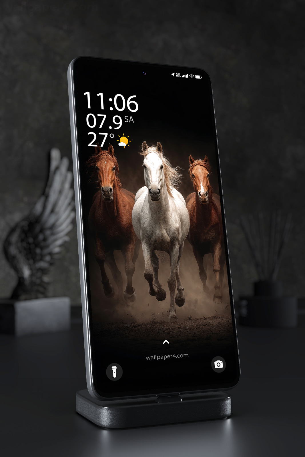 Mobile Wallpaper 4829 - Three Powerful Horses Running Through the Dust