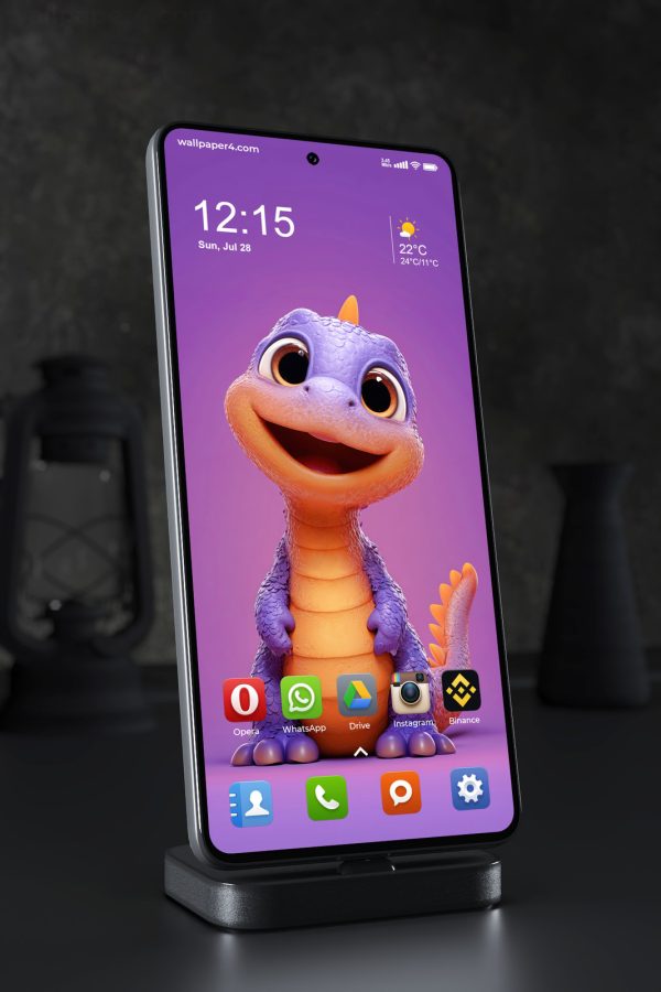 Phone Wallpaper 4857 - Cute Purple Baby Dinosaur 3D Cartoon Portrait