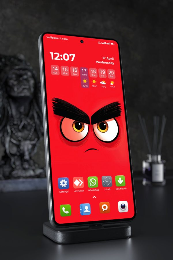 Phone Wallpaper 4861 - Angry Cartoon Eyes on Bold Red Background