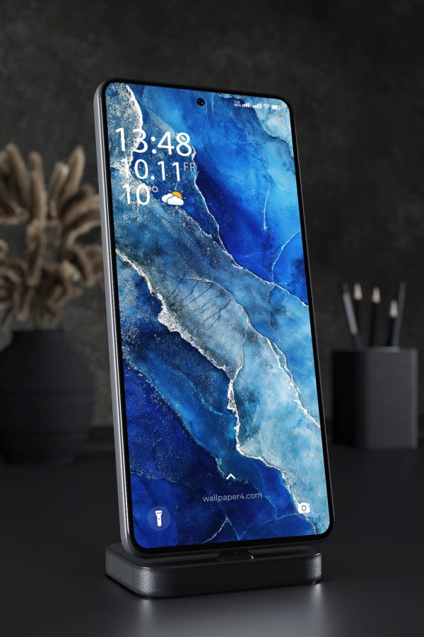 Mobile Wallpaper 4876 - Deep Blue Ocean Currents in Abstract Resin Art