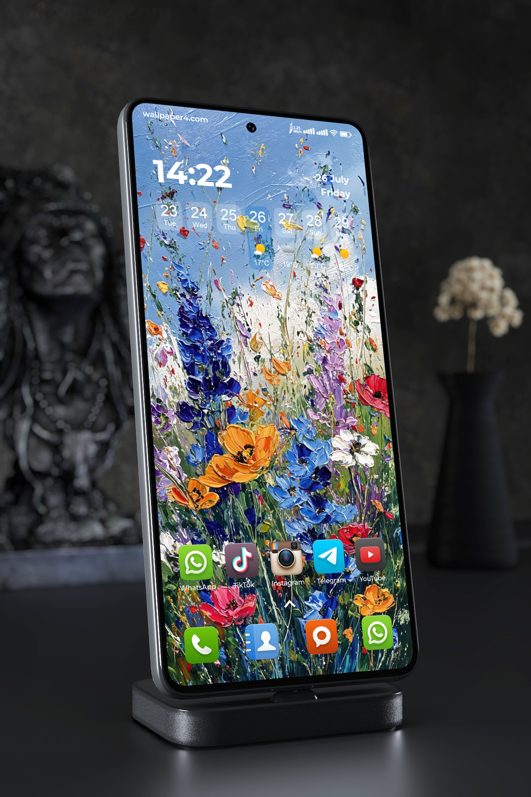 Mobile Wallpaper 4904 - Colorful Wildflower Meadow Impasto Painting