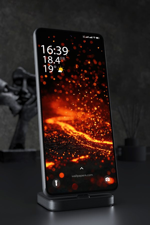 Phone Wallpaper 4912 - Blazing Ember Storm on a Dark Fiery Horizon