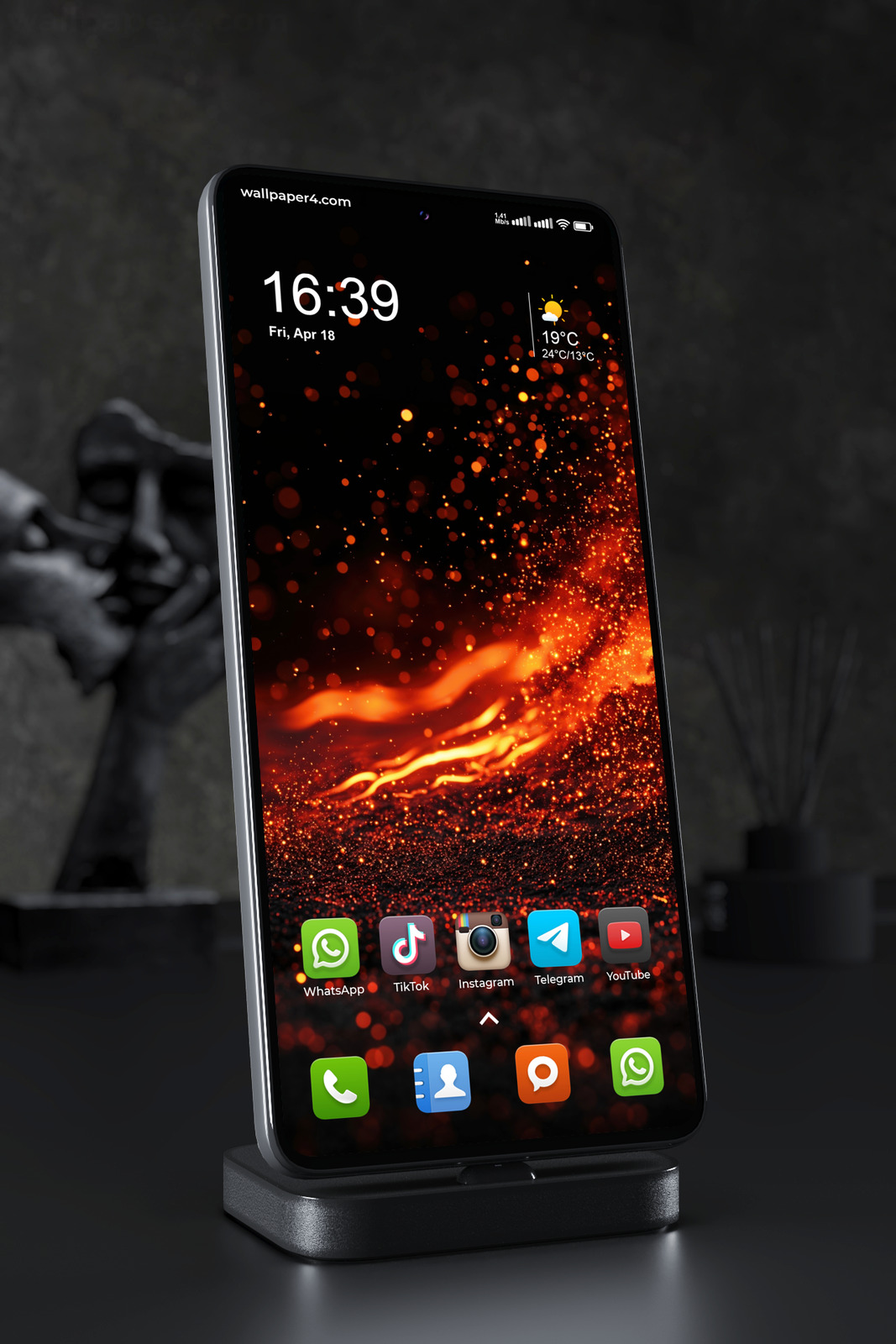 Mobile Wallpaper 4912 - Blazing Ember Storm on a Dark Fiery Horizon