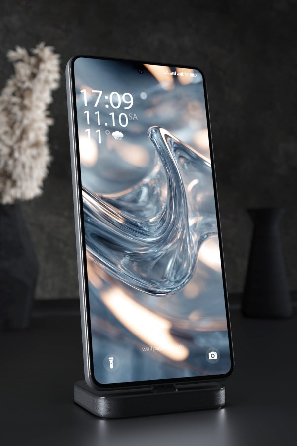 Phone Wallpaper 4944 - Abstract Blue Glass Waves in Soft Golden Light