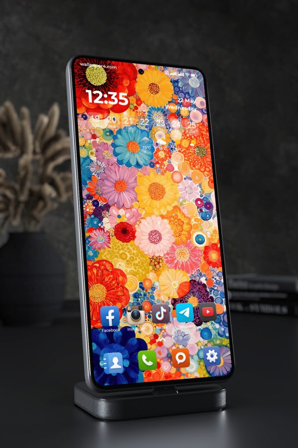 Phone Wallpaper 4995 - Vibrant Abstract Floral Garden in Full Bloom