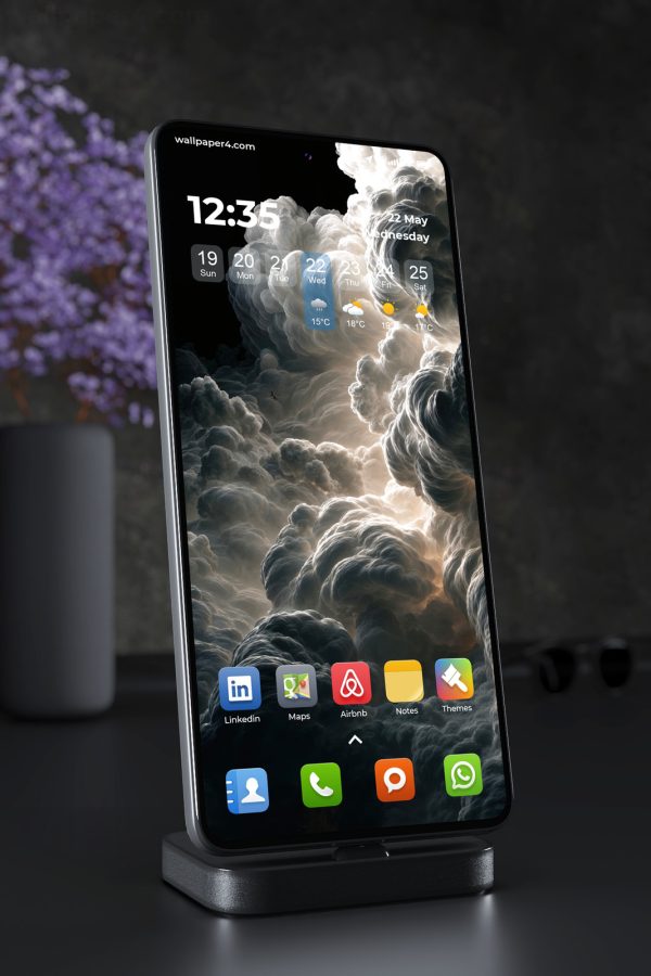 Phone Wallpaper 5005 - Surreal Storm Clouds in Black, Gray and Ivory