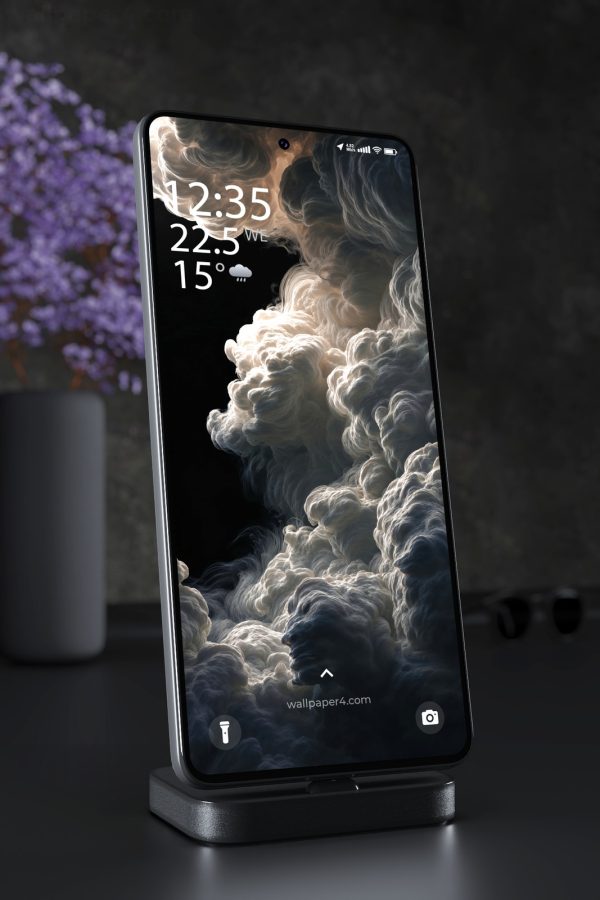 Mobile Wallpaper 5005 - Surreal Storm Clouds in Black, Gray and Ivory