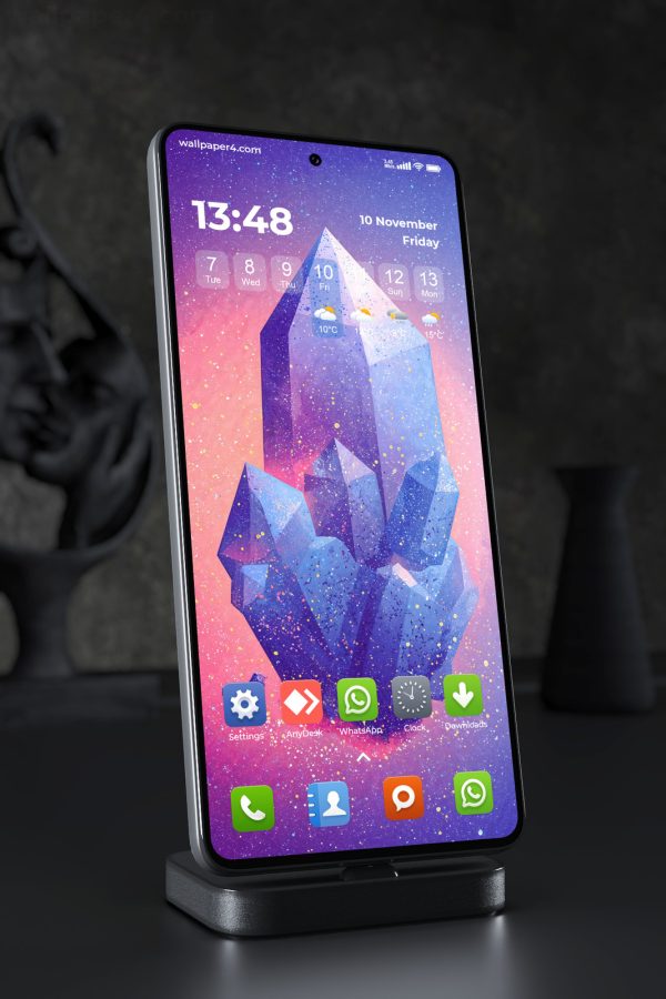 Phone Wallpaper 5009 - Cosmic Crystal Cluster in Purple and Pink