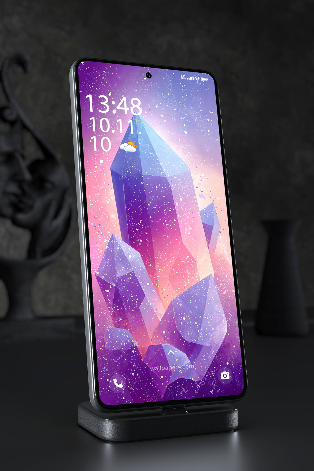 Mobile Wallpaper 5009 - Cosmic Crystal Cluster in Purple and Pink