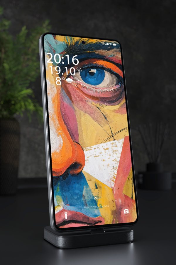Phone Wallpaper 5118 - Colorful Abstract Eye in Textured Oil Paint