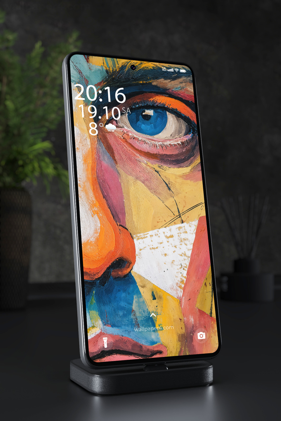Phone Wallpaper 5118 - Colorful Abstract Eye in Textured Oil Paint