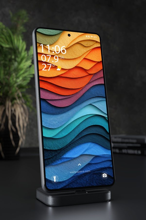 Phone Wallpaper 5172 - Colorful Layered Felt Waves Abstract Background