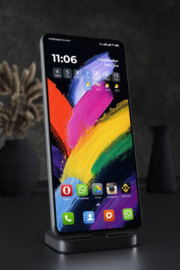 Phone Wallpaper 5192 - Vibrant Abstract Brushstrokes on Black