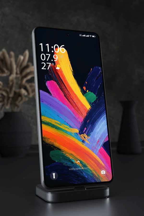 Mobile Wallpaper 5192 - Vibrant Abstract Brushstrokes on Black
