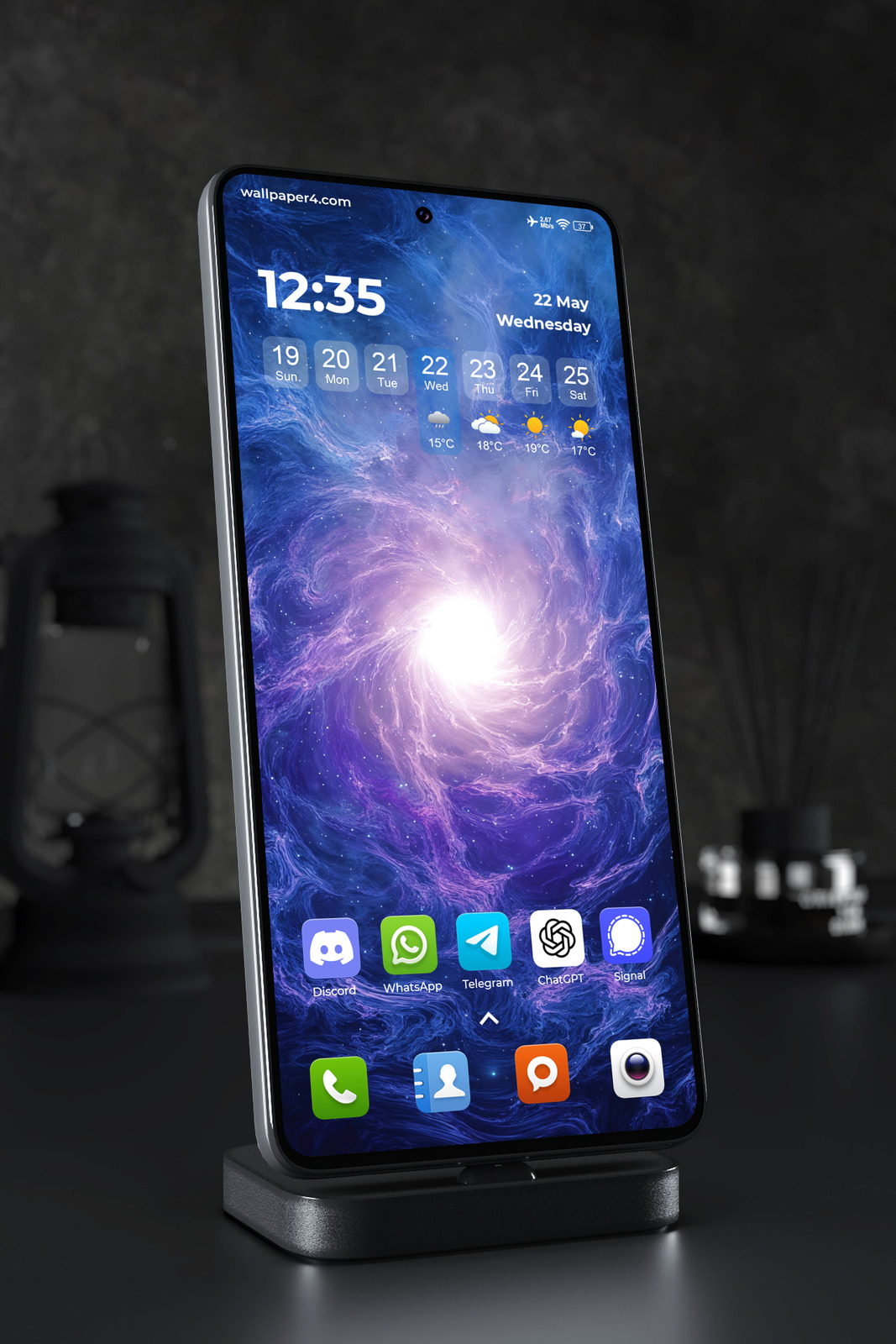 Phone Wallpaper 5214 - Celestial Violet Portal in a Cosmic Nebula