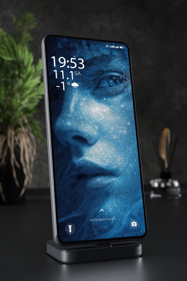 Mobile Wallpaper 5225 - Celestial Woman with a Starlit Blue Face