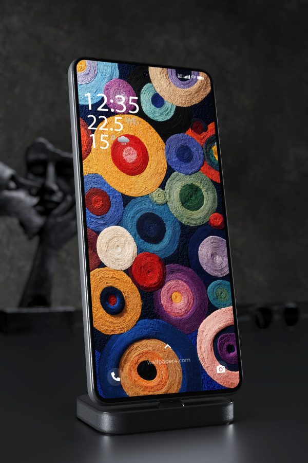 Phone Wallpaper 5233 - Colorful Woven Circles Abstract Textile Art