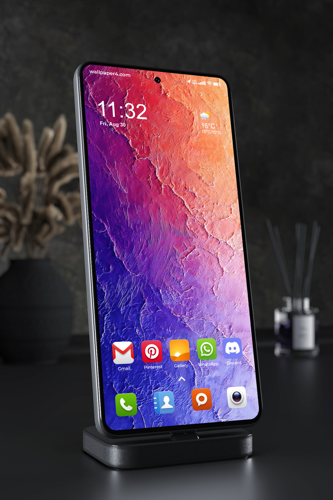 Phone Wallpaper 5247 - Vibrant Abstract Orange and Purple Texture