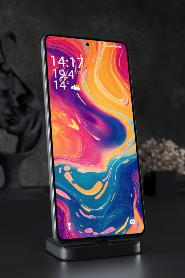 Phone Wallpaper 5259 - Vibrant Abstract Liquid Flow in Neon Colors