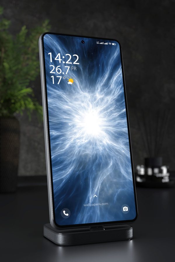 Phone Wallpaper 5267 - Radiant Blue Energy Burst Abstract Art