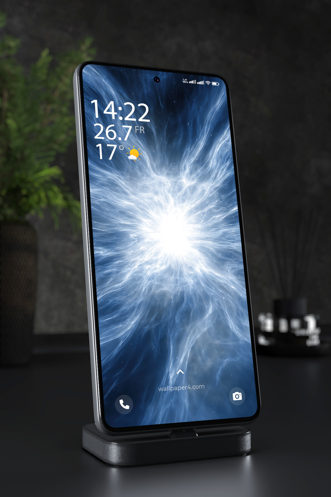 Phone Wallpaper 5267 - Radiant Blue Energy Burst Abstract Art