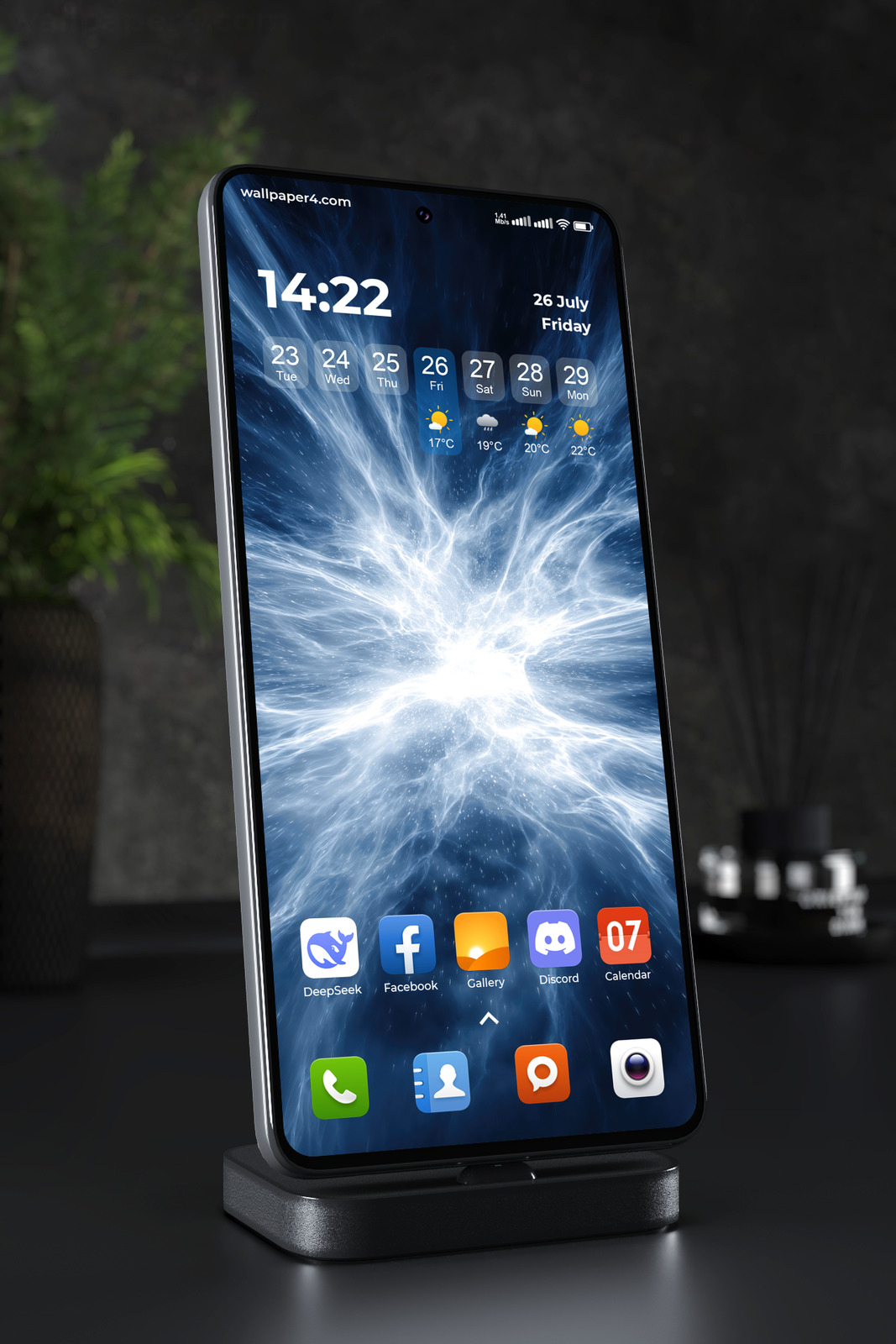 Mobile Wallpaper 5267 - Radiant Blue Energy Burst Abstract Art
