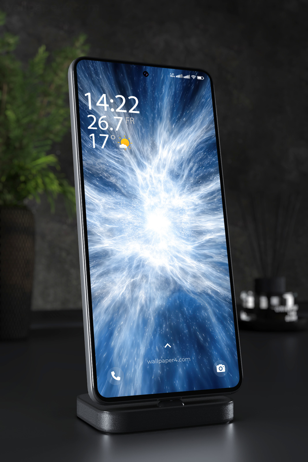 Mobile Wallpaper 5267 - Radiant Blue Energy Burst Abstract Art