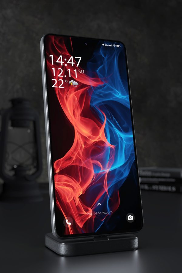 Phone Wallpaper 5272 - Abstract Red and Blue Smoke in Motion