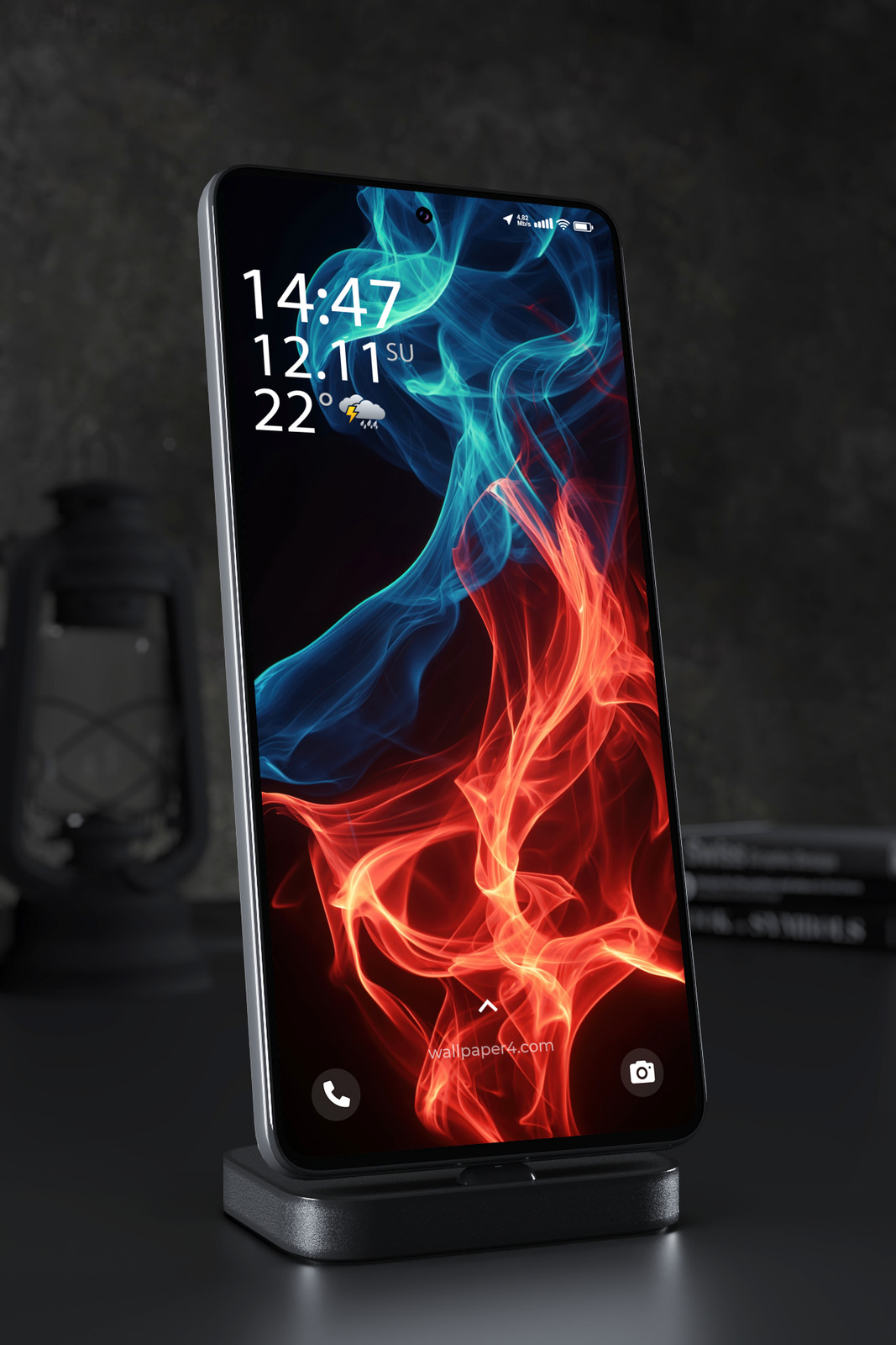 Mobile Wallpaper 5272 - Abstract Red and Blue Smoke in Motion