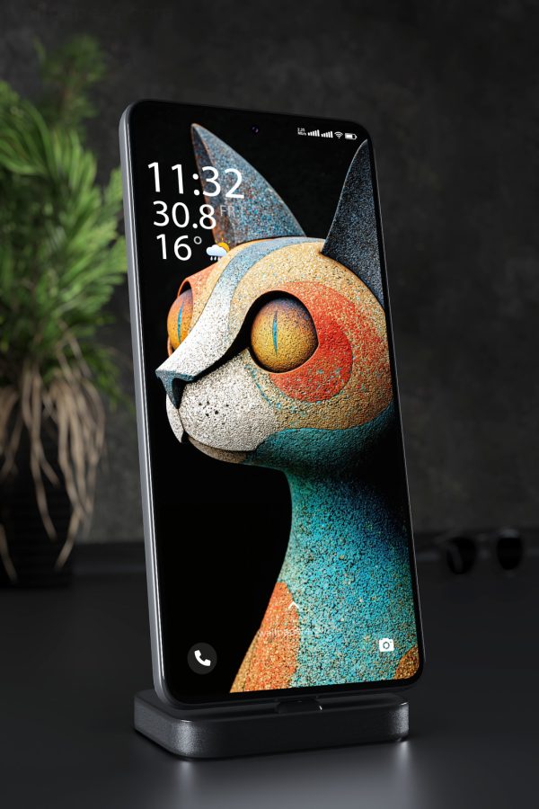 Phone Wallpaper 5280 - Colorful Abstract Cat Portrait in Rustic Style