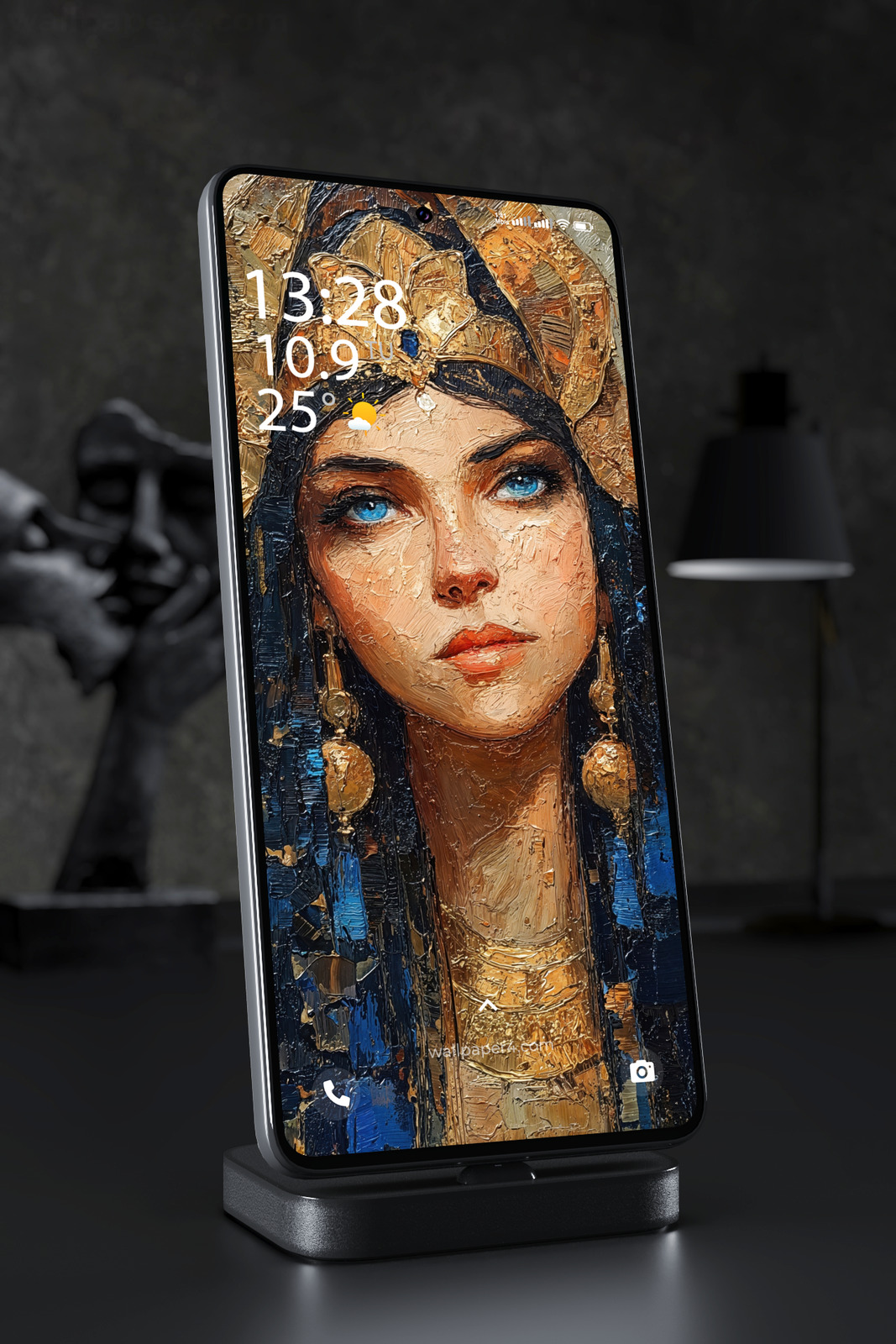 Mobile Wallpaper 5284 - Ancient Egyptian Queen in Golden Royal Art