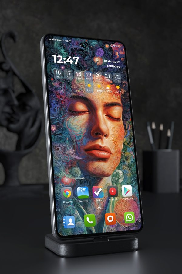 Phone Wallpaper 5306 - Cosmic Dreamer Surreal Portrait Art
