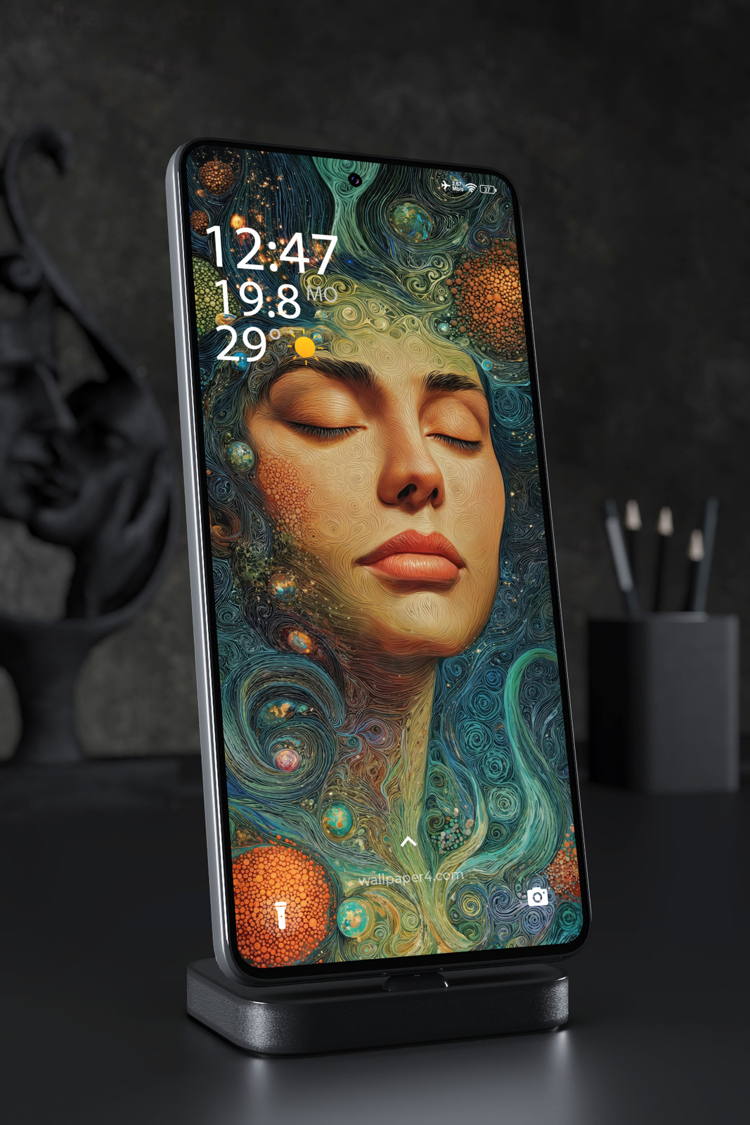 Mobile Wallpaper 5306 - Cosmic Dreamer Surreal Portrait Art