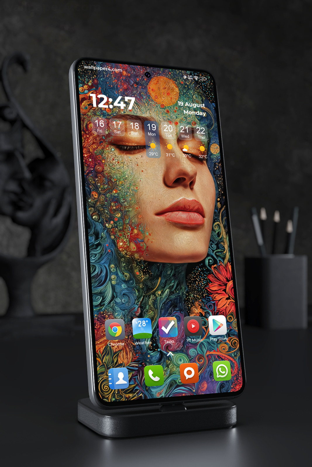 Mobile Wallpaper 5306 - Cosmic Dreamer Surreal Portrait Art
