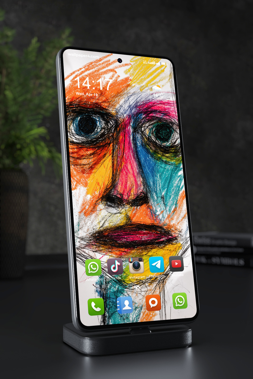 Phone Wallpaper 5314 - Colorful Abstract Face Expressionist Art