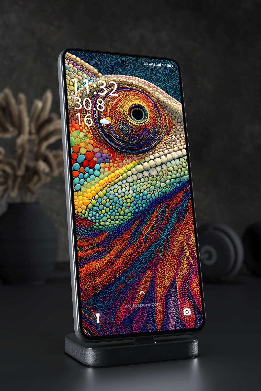 Phone Wallpaper 5340 - Colorful Chameleon Eye Mosaic Art