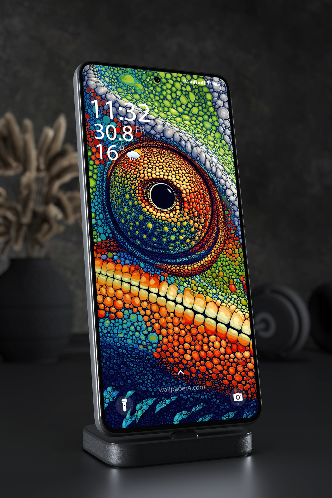 Mobile Wallpaper 5340 - Colorful Chameleon Eye Mosaic Art