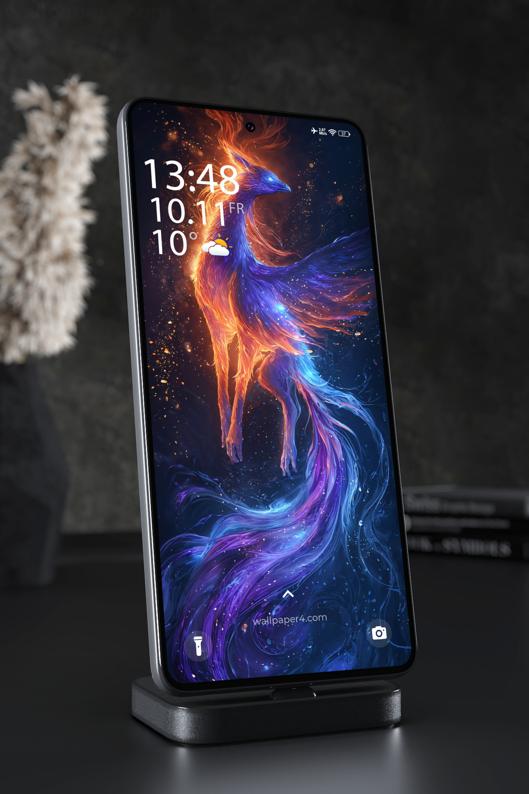 Phone Wallpaper 5352 - Mystical Blue Phoenix Fire Fantasy Art