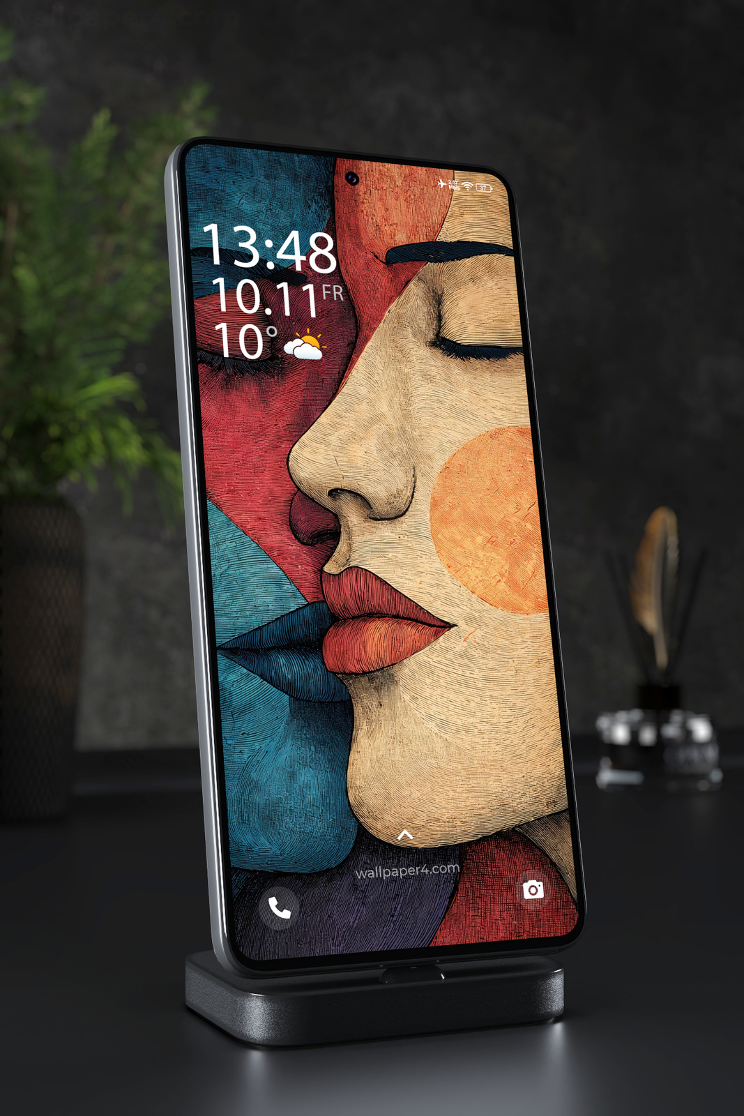 Phone Wallpaper 5355 - Abstract Faces Art in Modern Texture Style