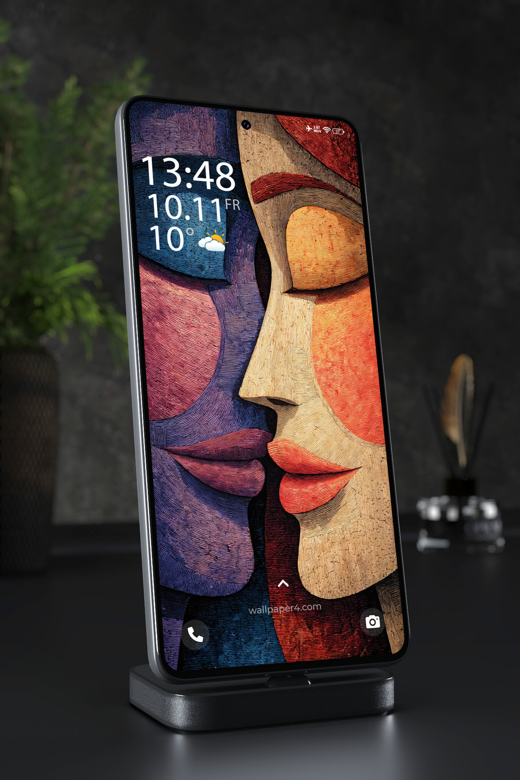Mobile Wallpaper 5355 - Abstract Faces Art in Modern Texture Style