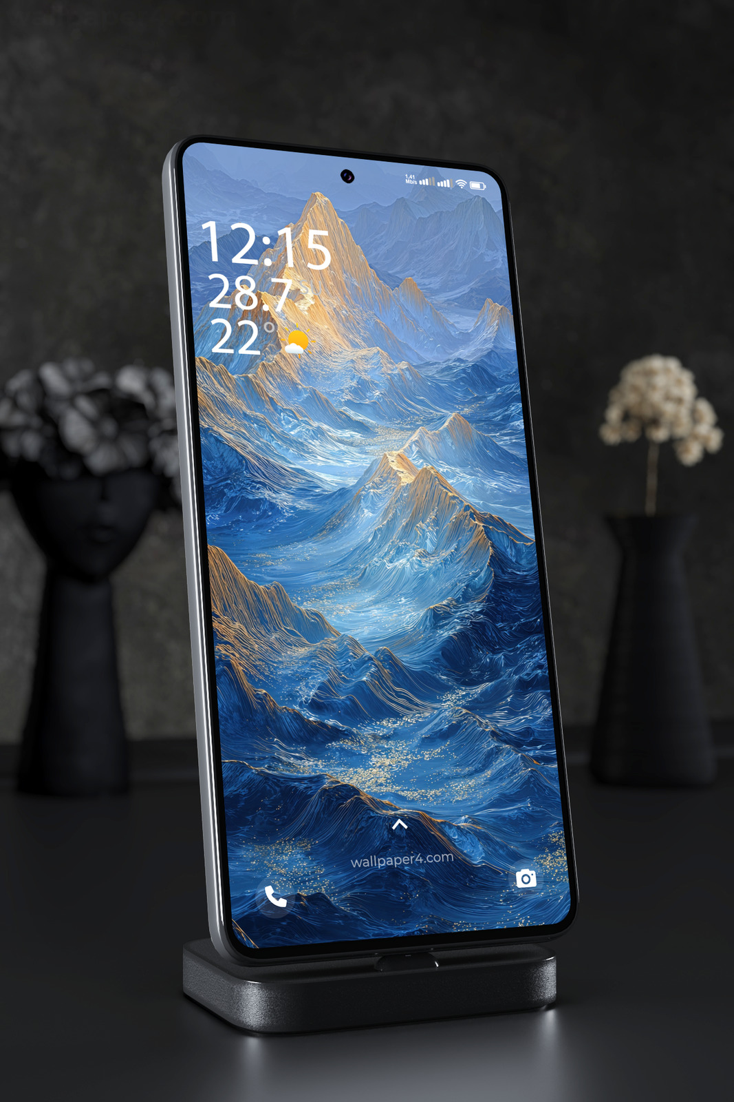Phone Wallpaper 5377 - Abstract Blue Mountain Landscape Art