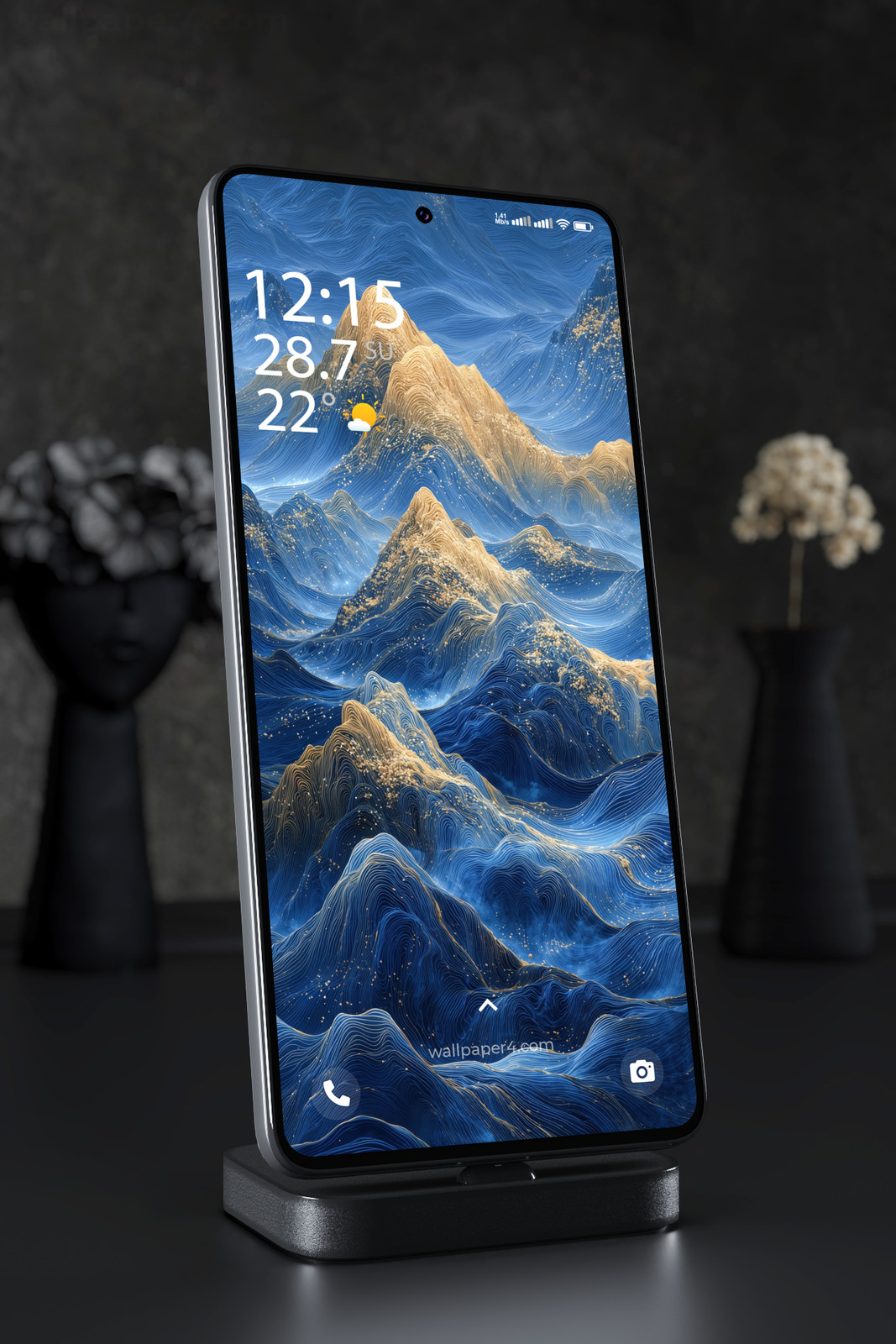 Mobile Wallpaper 5377 - Abstract Blue Mountain Landscape Art