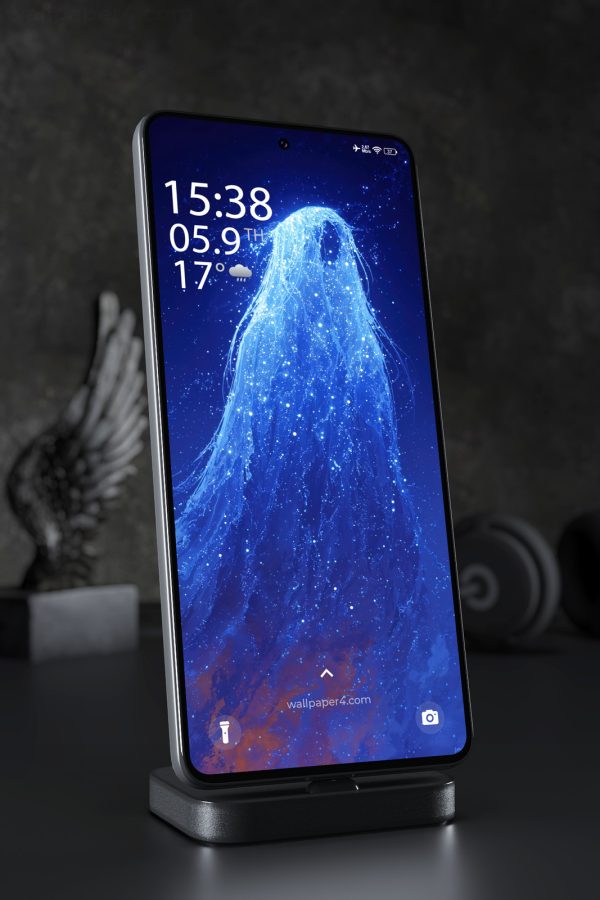 Phone Wallpaper 5382 - Blue Cosmic Waterfall Abstract Art