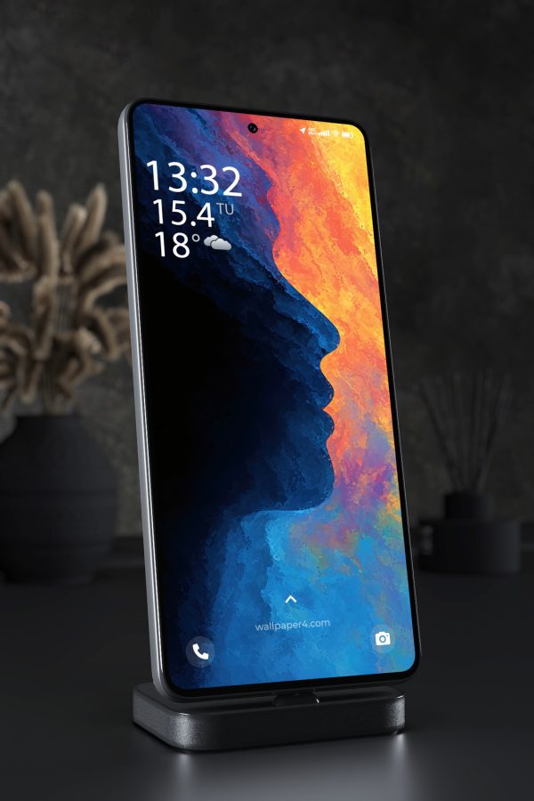 Phone Wallpaper 5386 - Abstract Blue and Orange Liquid Art Wallpaper